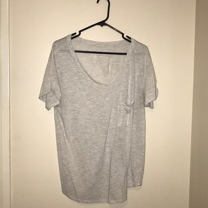 Grey and white Aerie short sleeve pocket T-shirt